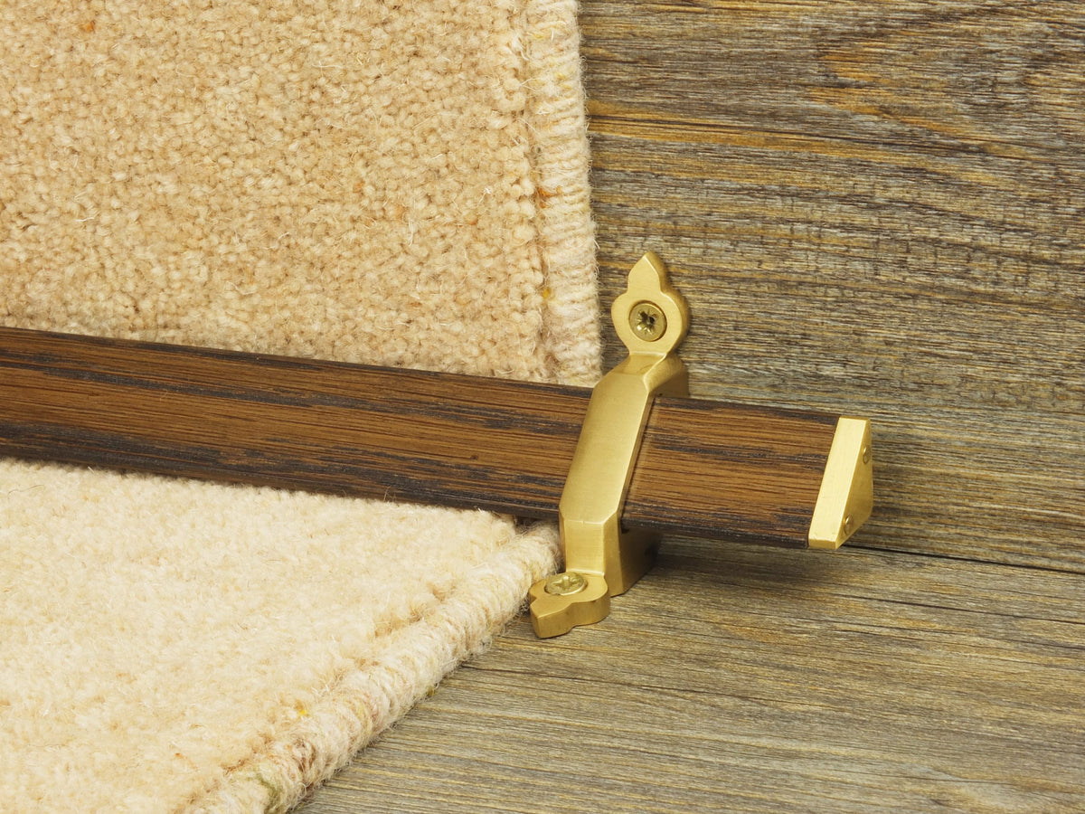 Satin Brass Wooden Stair Rods | Custom-Made Carpet Rods for Runners ...