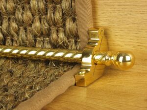 Balladeer ball end stair rod, twisted rod, polished brass