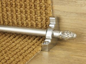 sherwood carpet rod with fir cone finial, bracket in brushed chrome