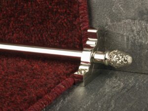 Sherwood carpet rod with fir cone finial, bracket in polished nickel