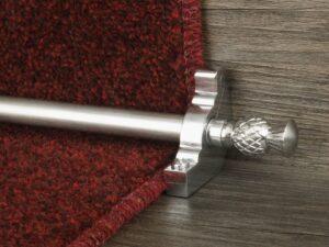 Arran stair carpet rod, thistle end, bracket, brushed chrome