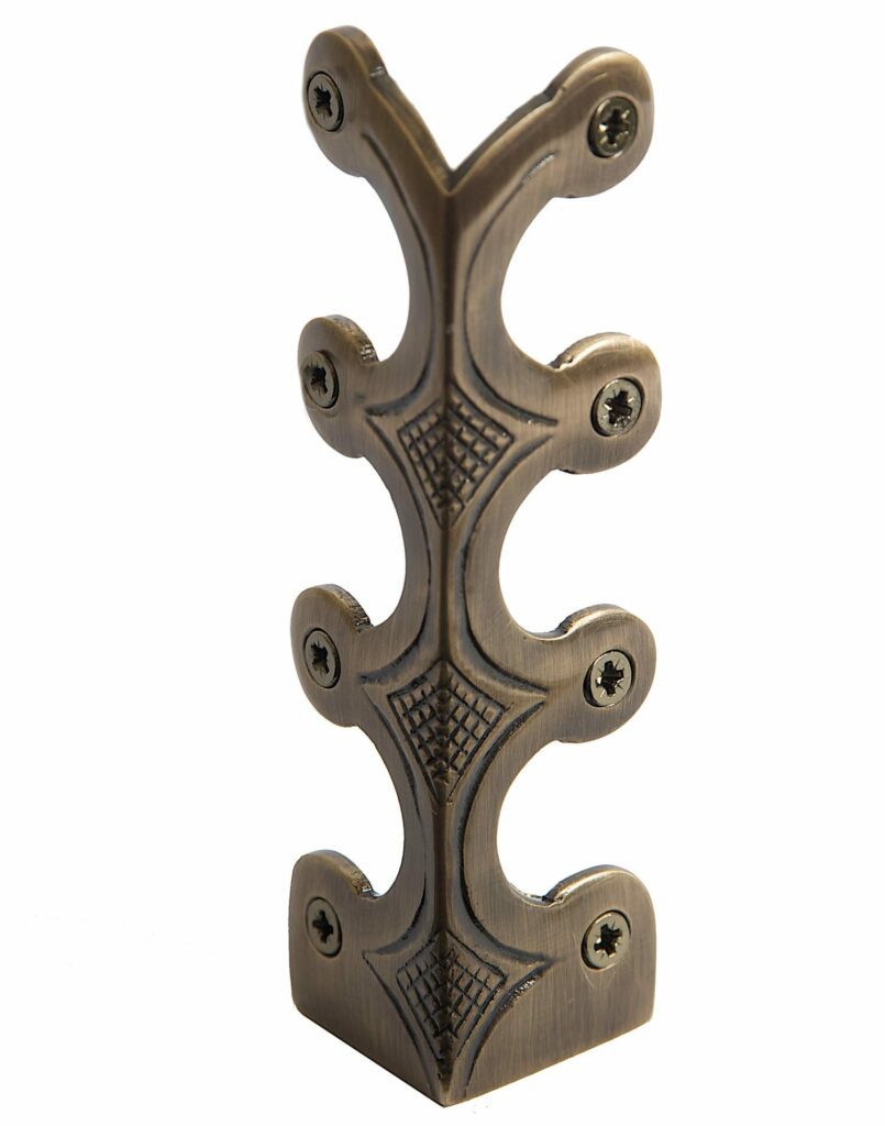 Skirting Skiffer corner protector, 134mm tall, 8 screws, Antique Brass