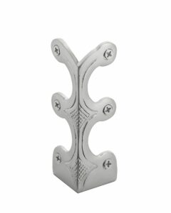 skirting corner protector made in satin nickel metal and decorative design, 107mm high
