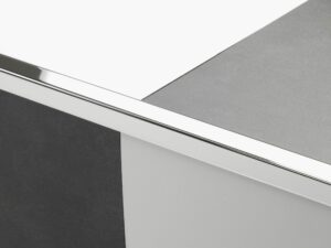 Premier Lip floor trim for a right angle small step, shown in Chrome