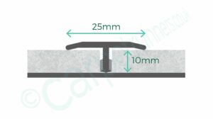 T Bar floor trim diagram with product dimensions