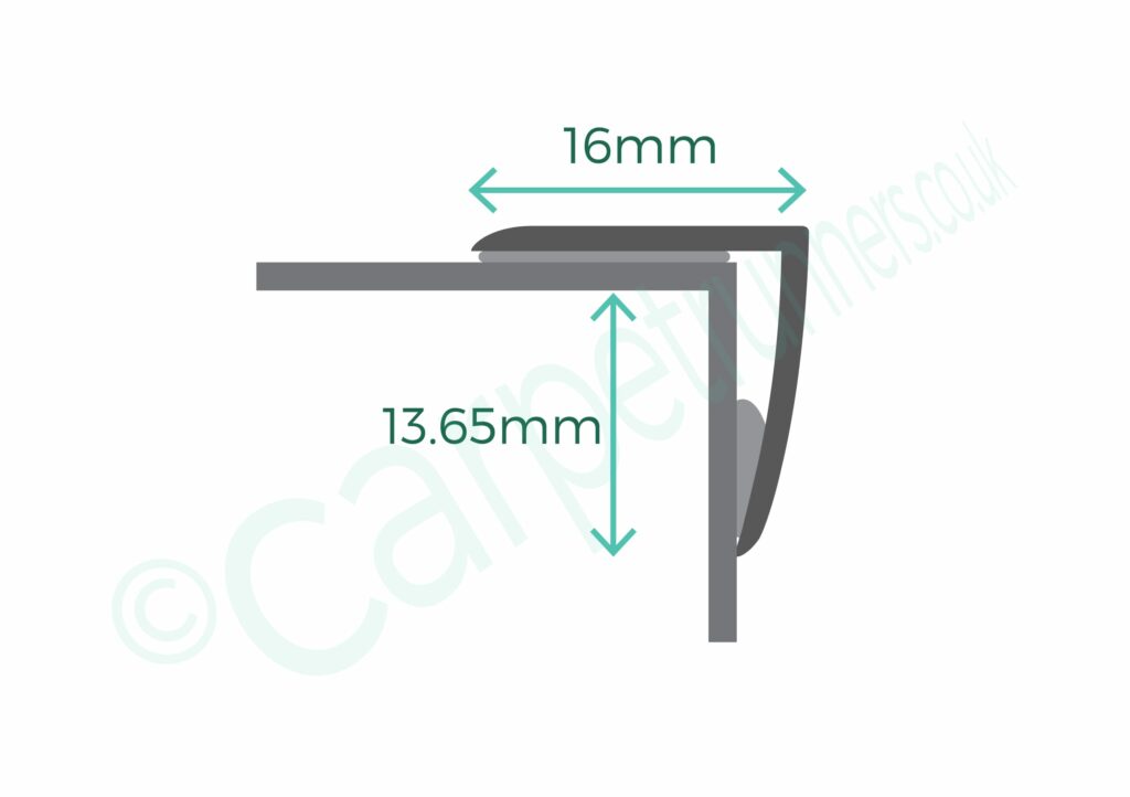 Angle edge Rake Back Premier Lip metal edging diagram with dimensions