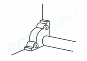Diagram of stair rod side fix brackets suitable for fitted carpets