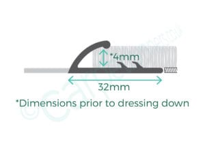 Diagram of curved edge door thresholds for joining carpets Premier Single 4