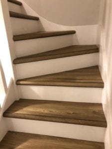 nosing stairs with the Ali Wrap Nose in antique brass for LVT